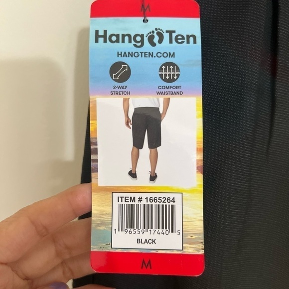 Hang‎ Ten Men's Chino Shorts Stretch Drop In E-Waist Black Size Medium NWTO - Picture 4 of 6